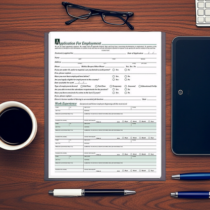 5860 Employee Applications 8 1/2 x 11" QTY 25