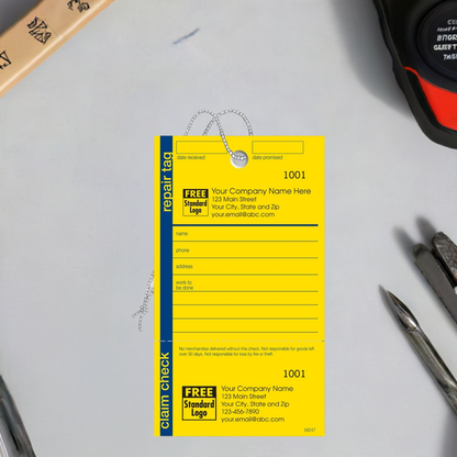 58247 Repair Tag in Yellow w/Navy Border 3 1/8 x 5 1/2" QTY 250