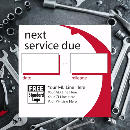 58163 Static Cling Service Label Red Arc 2 1/2 x 2 1/2" QTY 250