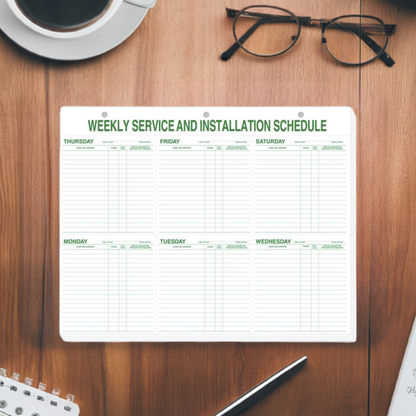 116 Weekly Service & Installation Schedule Pad 21 1/2 x 17"