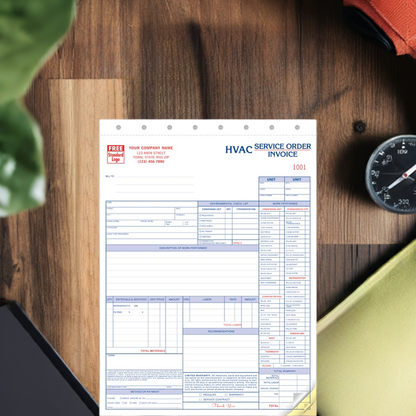 6531 Service Orders HVAC w/Checklist Large Format 8 1/2 x 11" QTY 250