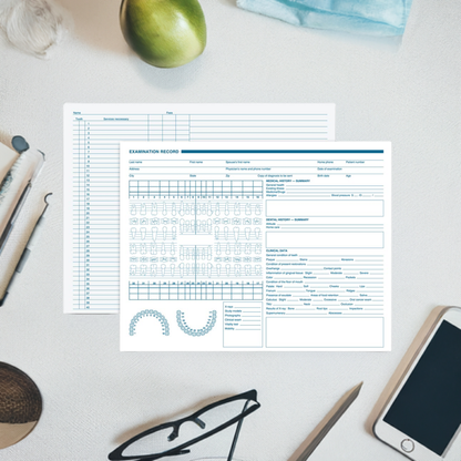 21012 Dental Exam Record Anatomic Diagrams Horizontal Format 8 1/2 x 11" QTY 250