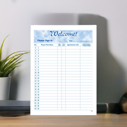 M6060 HIPAA Compliant Security Sign in Sheets 8 1/2 X 11 5/8" QTY 100