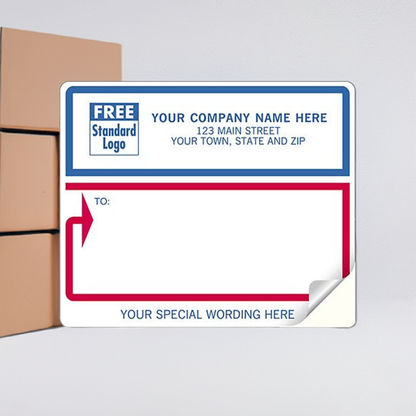 12688 Mailing Labels Laser/Inkjet White with Blue and Red Borders 4 x 3 1/3"QTY600