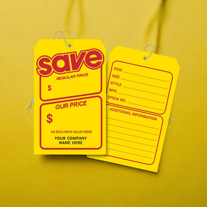 181 Save Price Tag Yellow with Red Borders Jumbo 5 x 8" QTY 250