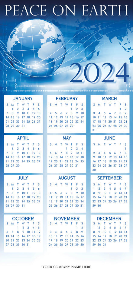 HHZ7404 2024 Wishes Calendar Cards 7 7/8 x 16 3/4" Flat QTY 25