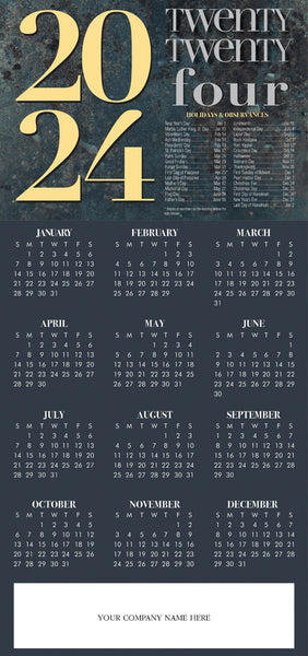 HHZ7416 Bold Year Calendar Card 7 7/8 x 16 3/4" Flat QTY 25