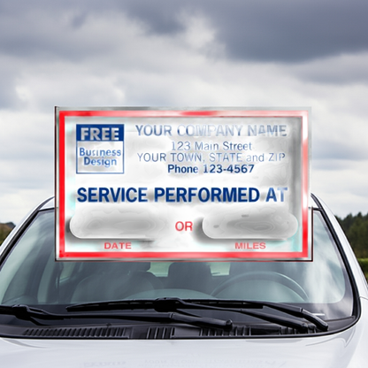 1690F Service Performed At Static Cling Windshield Labels 2 1/2 x 1 1/2"