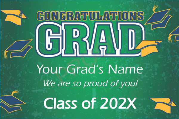GRADUATION FULL COLOR YARD SIGN WITH STAKE - 12" X 18"