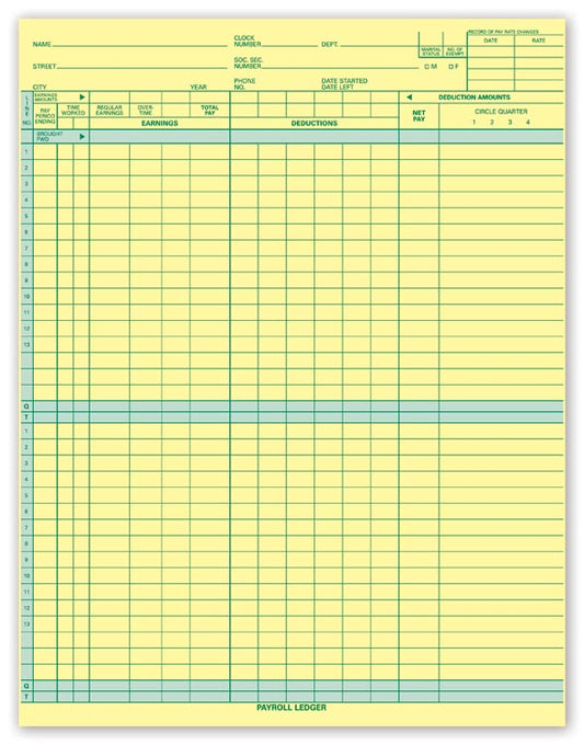 125031N Topwrite Payroll Ledger 11 x 8 1/2" QTY 30