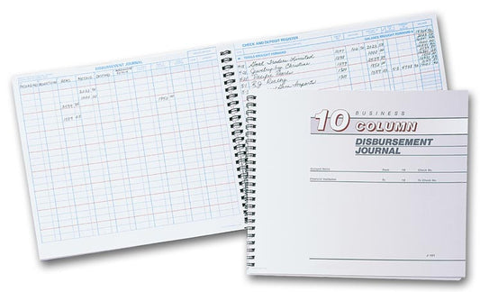 126051N Cash Receipts Journal 10 Column Disbursement Journal 10 x 8 1/2"