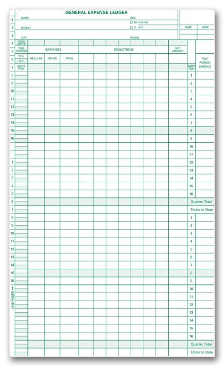 132031N Payroll General Expense Ledger 11 x 6 1/2" QTY 15