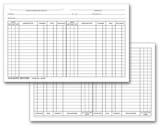 1440W Account Record Billing Card Double Entry 5 x 8" QTY 500