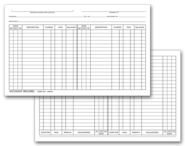 1440W Account Record Billing Card Double Entry 5 x 8" QTY 500