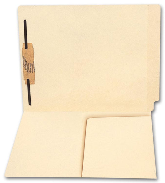 1753 End Tab Half Pocket Manila Folder 11 pt One Fastener 9 1/2 x 12 1/4" - QTY 100