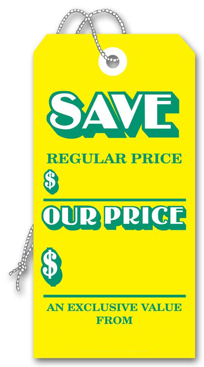 176 Save Tags Stock Yellow Large 3 1/8 x 6 1/4" QTY 500