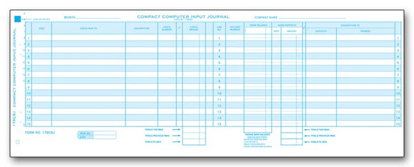178CBJ Compact Computer Input Journal 16 x 6" QTY 25