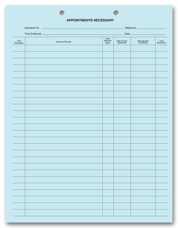 20078 Dental Appointments Necessary Forms 2 Hole Punch Blue Bond 8 1/2 x 11" QTY 250
