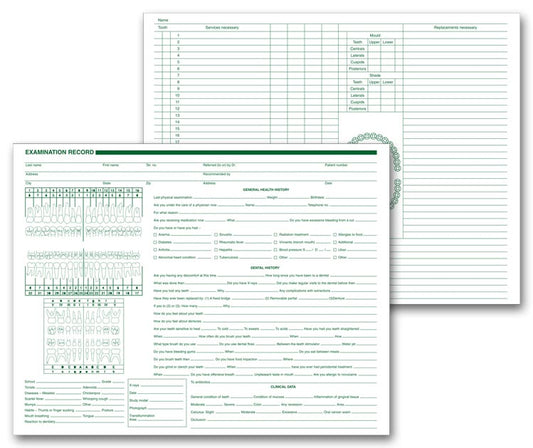 20080 Dental Exam Records 11 x 8 1/2" QTY 250