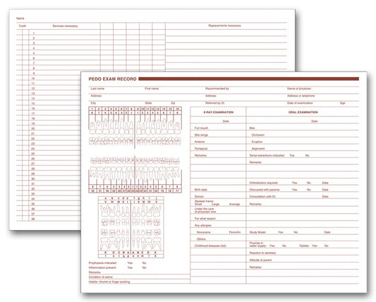 20092 Pediatric Dental Exam Record Two-Sided 11 x 8 1/2" QTY 250