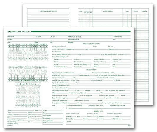 20217 Dental General Examination Records 11 x 8 1/2" QTY 250