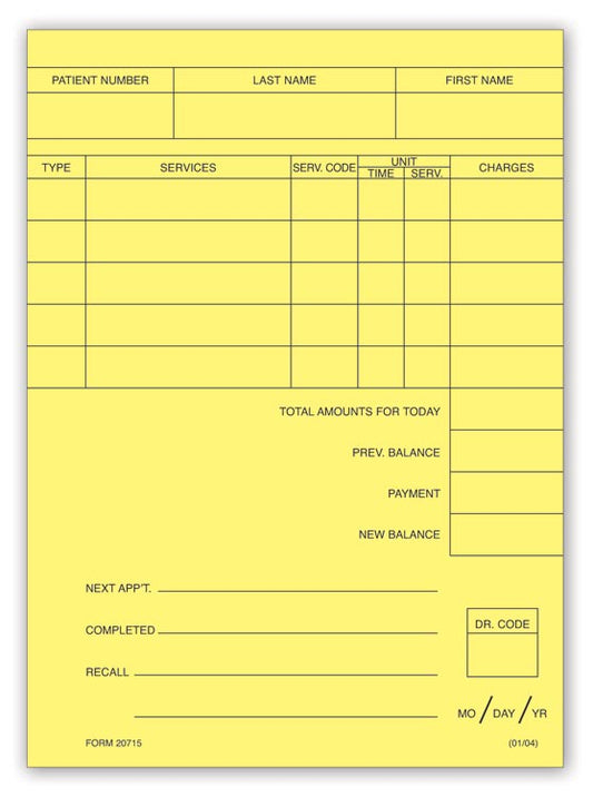 20715 Service Information Slips 4 x 5 1/2" QTY 500