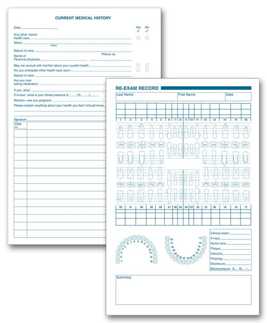 21001 Dental Re-Examination Records White Ledger 5 1/2 x 8 1/2" QTY 250