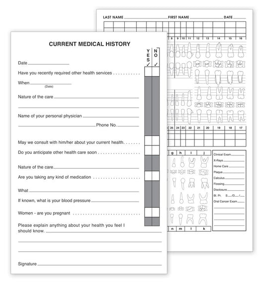 21010 Dental Recall Exam Record 7 3/4 x 5" QTY 250