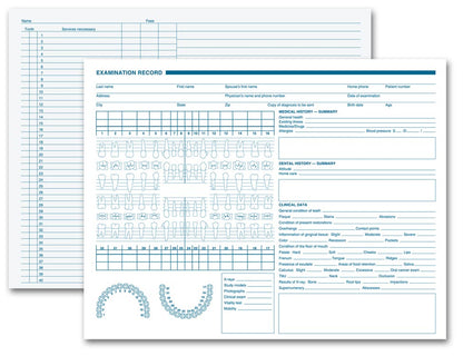 21012 Dental Exam Record Anatomic Diagrams Horizontal Format 8 1/2 x 11" QTY 250