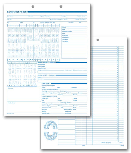 21019V Dental Exam Records Anatomic Diagram Primary Permanent 8 1/2 x 11" QTY 250