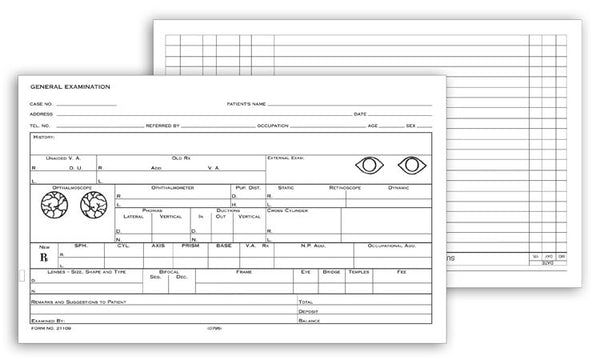 21109 Optometry Records Card Two-Sided 5 x 8" QTY 100