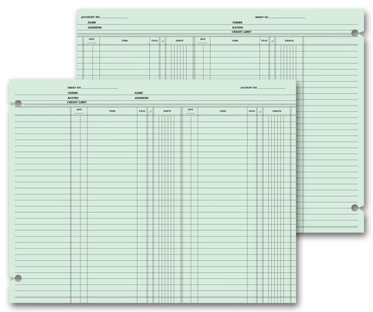 21119 Double Entry Ledger Sheets 9 1/4 x 11 7/8" QTY 100