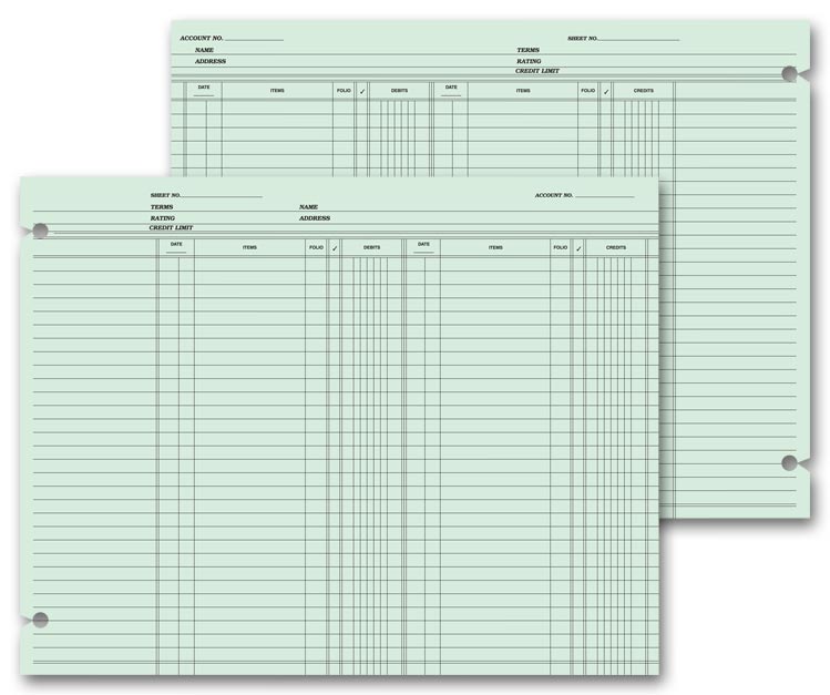 21119 Double Entry Ledger Sheets 9 1/4 x 11 7/8" QTY 100
