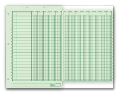 21126 Columnar Work Sheets Ring Book Bottom Headed 11 x 16 3/8" QTY 12 PADS PER BOX 50 SHEETS PER PAD