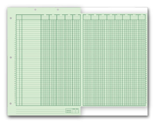 21126 Columnar Work Sheets Ring Book Bottom Headed 11 x 16 3/8" QTY 12 PADS PER BOX 50 SHEETS PER PAD