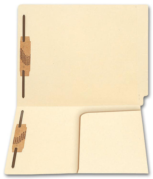 21752 End Tab Half Pocket Manila Folder 11 pt Two Fastener 9 1/2 x 12 1/4" - QTY 100