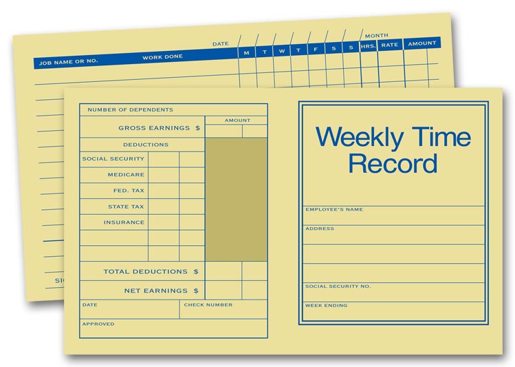 221 Pocket Size Weekly Time Records 7 x 4 1/4" QTY 250
