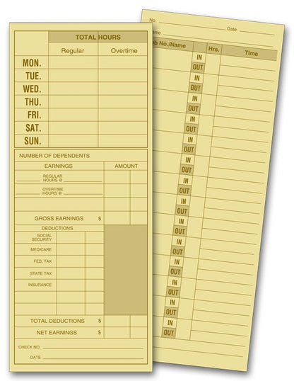 224 Daily Job Time Card 3 1/2 x 8 1/2" QTY 250