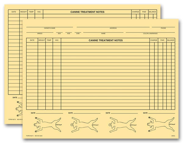 22997 Veterinary Exam Records Canine Two Sided Buff 10 3/4 x 8 1/4" QTY 100