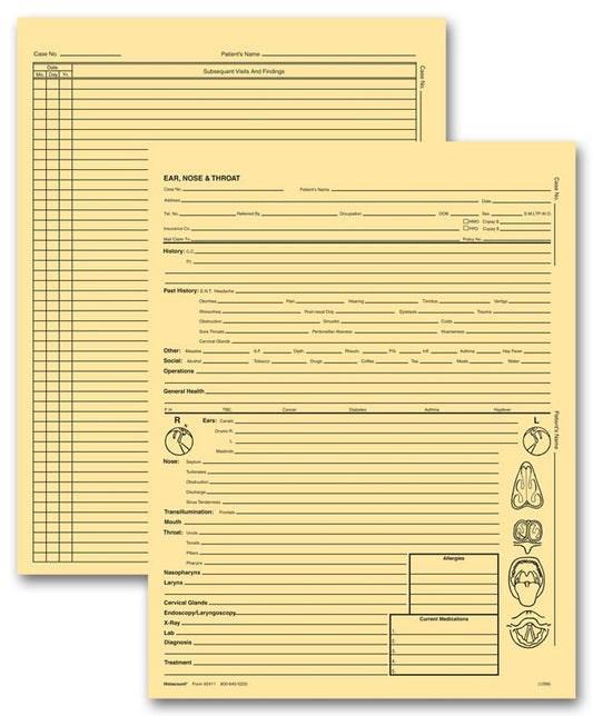 2411 Ear Nose & Throat Specialty Exam Records Letter Style 8 1/4 x 10 3/4" QTY 100