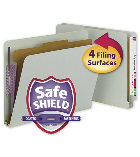 26800 Smead End Tab Folder with SafeSHIELD Fasteners 25 PT 9 1/2 x 12 1/4" QTY 50