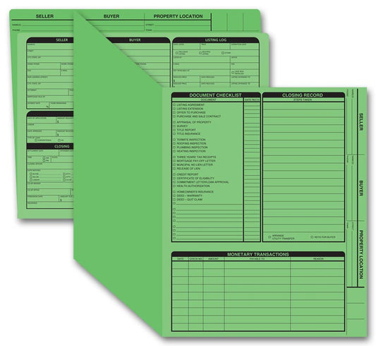 275G Real Estate Folder Right Panel List Letter Size GREEN 11 3/4 x 9 5/8" QTY 50 Folders