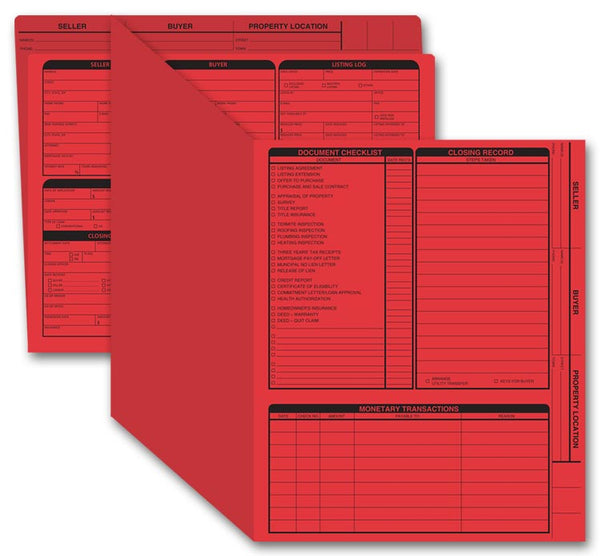 275R Real Estate Folder Right Panel List Letter Size RED 11 3/4 x 9 5/8" QTY 50 Folders