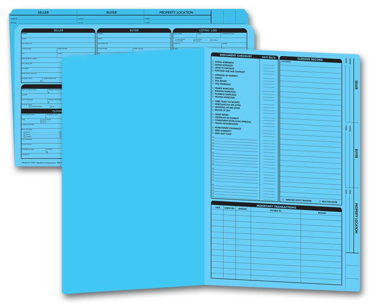 276B Real Estate Folder Right Panel List LEGAL Size BLUE 14 3/4 x 9 3/4" QTY 50 Folders