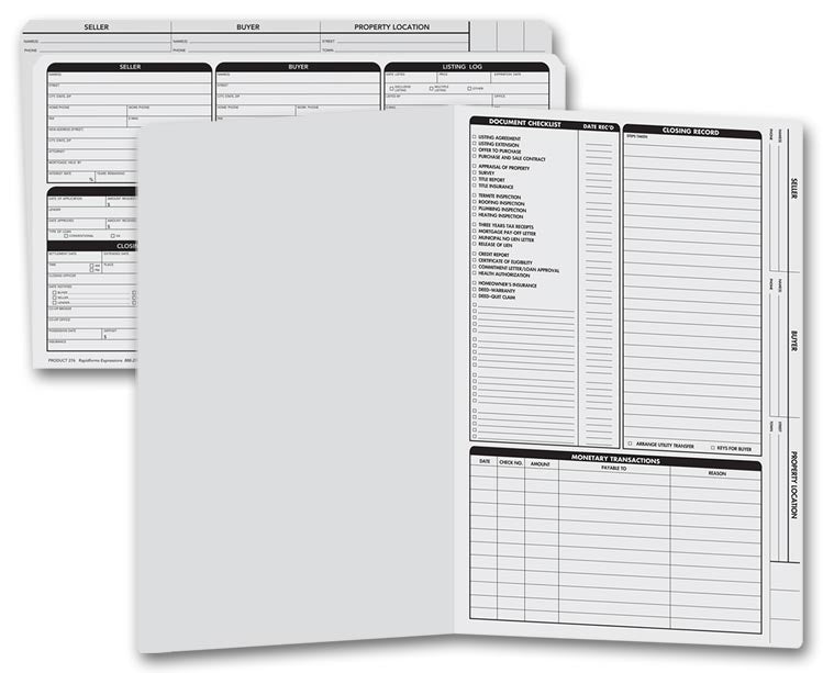 276 Real Estate Folder Right Panel List LEGAL Size Gray 14 3/4 x 9 3/4" 50 Folders
