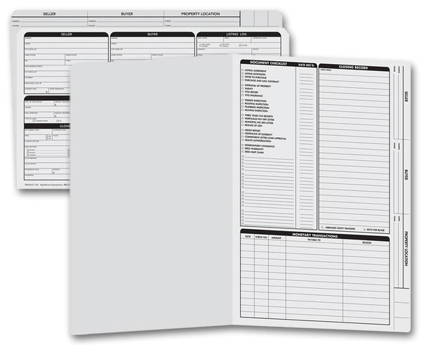 276 Real Estate Folder Right Panel List LEGAL Size Gray 14 3/4 x 9 3/4" QTY 50