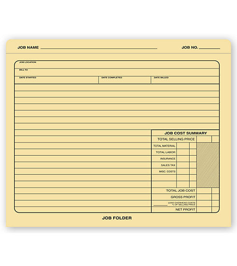 278 Manila Folder Job Folder 10 x 12" QTY 50