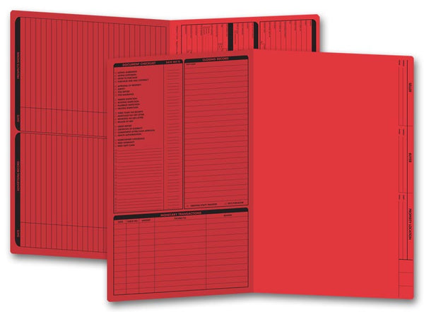 286R Real Estate Folder Left Panel List LEGAL Size RED 14 3/4 x 9 3/4" QTY 50 Folders