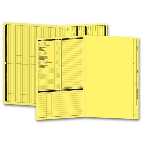 286Y Real Estate Folder Left Panel Legal Size Yellow 14 3/4 x 9 3/4" QTY 50