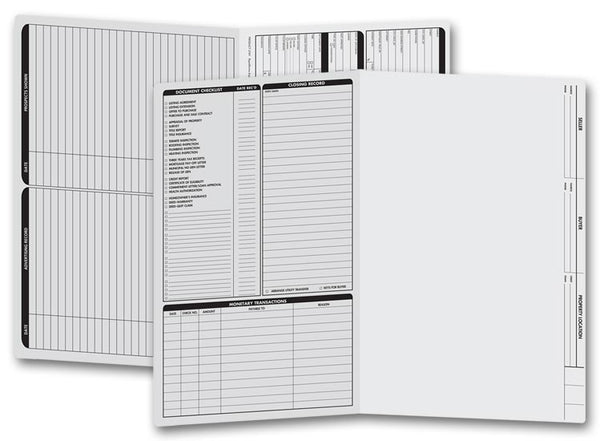 286 Real Estate Folder Left Panel List Legal Size Gray 14 3/4 x 9 3/4" QTY 50
